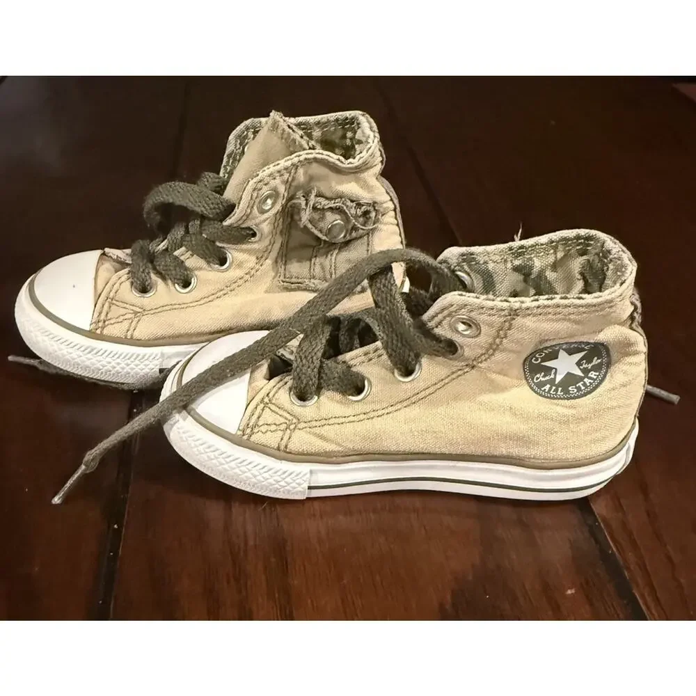 Converse Chuck Taylor All Star Kids High Top Canvas Sneakers Beige US 6